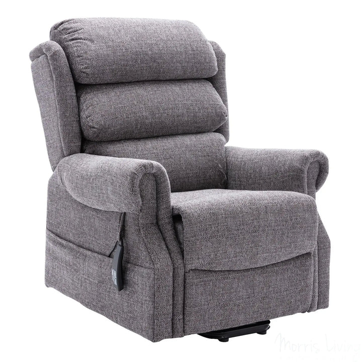 Salisbury Dual Motor Riser Recliner Arm Chair In Lisbon Grey Fabric Morris Living - image 1