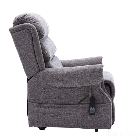Salisbury Dual Motor Riser Recliner Arm Chair In Lisbon Grey Fabric Morris Living - image 6
