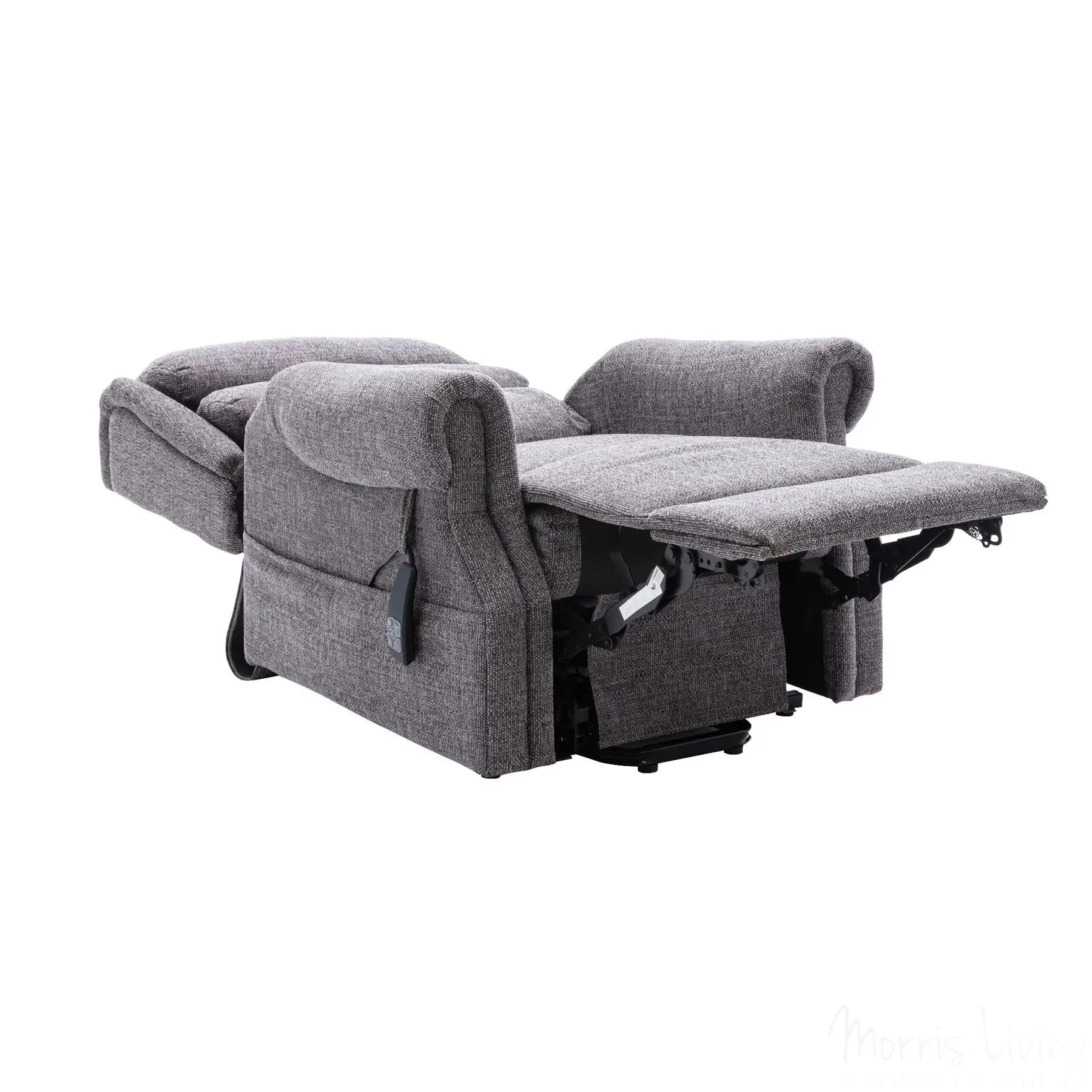 Salisbury Dual Motor Riser Recliner Arm Chair In Lisbon Grey Fabric Morris Living