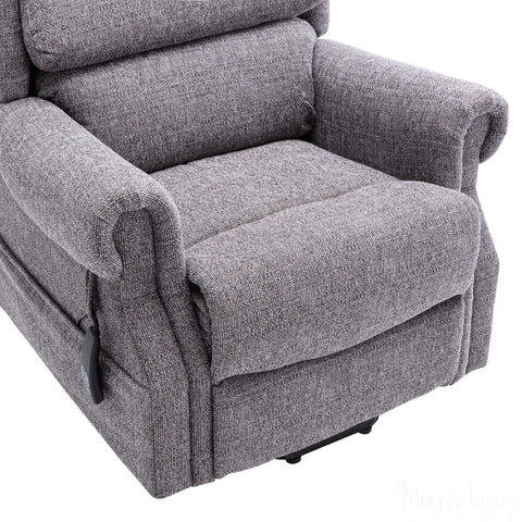 Salisbury Dual Motor Riser Recliner Arm Chair In Lisbon Grey Fabric Morris Living - image 9