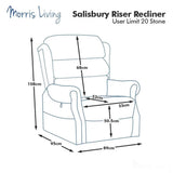 Salisbury Dual Motor Riser Recliner Arm Chair In Lisbon Mocha Fabric Morris Living - thumbnail 9