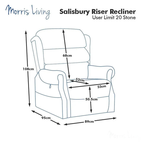 Salisbury Dual Motor Riser Recliner Arm Chair In Lisbon Mocha Fabric Morris Living - image 9