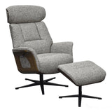 Stratford Swivel Recliner Chair in Coffee Fabric with Matching Footstool Morris Living
