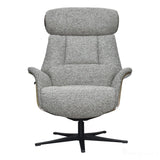 Stratford Swivel Recliner Chair in Coffee Fabric with Matching Footstool Morris Living