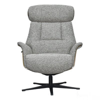 Stratford Swivel Recliner Chair in Coffee Fabric with Matching Footstool Morris Living