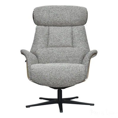Stratford Swivel Recliner Chair in Coffee Fabric with Matching Footstool Morris Living