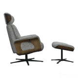 Stratford Swivel Recliner Chair in Coffee Fabric with Matching Footstool Morris Living