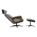 Stratford Swivel Recliner Chair in Coffee Fabric with Matching Footstool Morris Living
