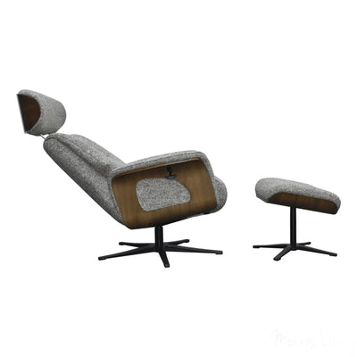 Stratford Swivel Recliner Chair in Coffee Fabric with Matching Footstool Morris Living