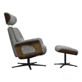 Stratford Swivel Recliner Chair in Coffee Fabric with Matching Footstool Morris Living
