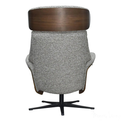 Stratford Swivel Recliner Chair in Coffee Fabric with Matching Footstool Morris Living