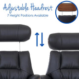 Stratford Swivel Recliner Chair in Genuine Black Leather with Matching Footstool Morris Living