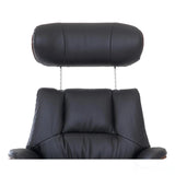 Stratford Swivel Recliner Chair in Genuine Black Leather with Matching Footstool Morris Living