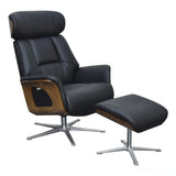 Stratford Swivel Recliner Chair in Genuine Leather, Black Morris Living