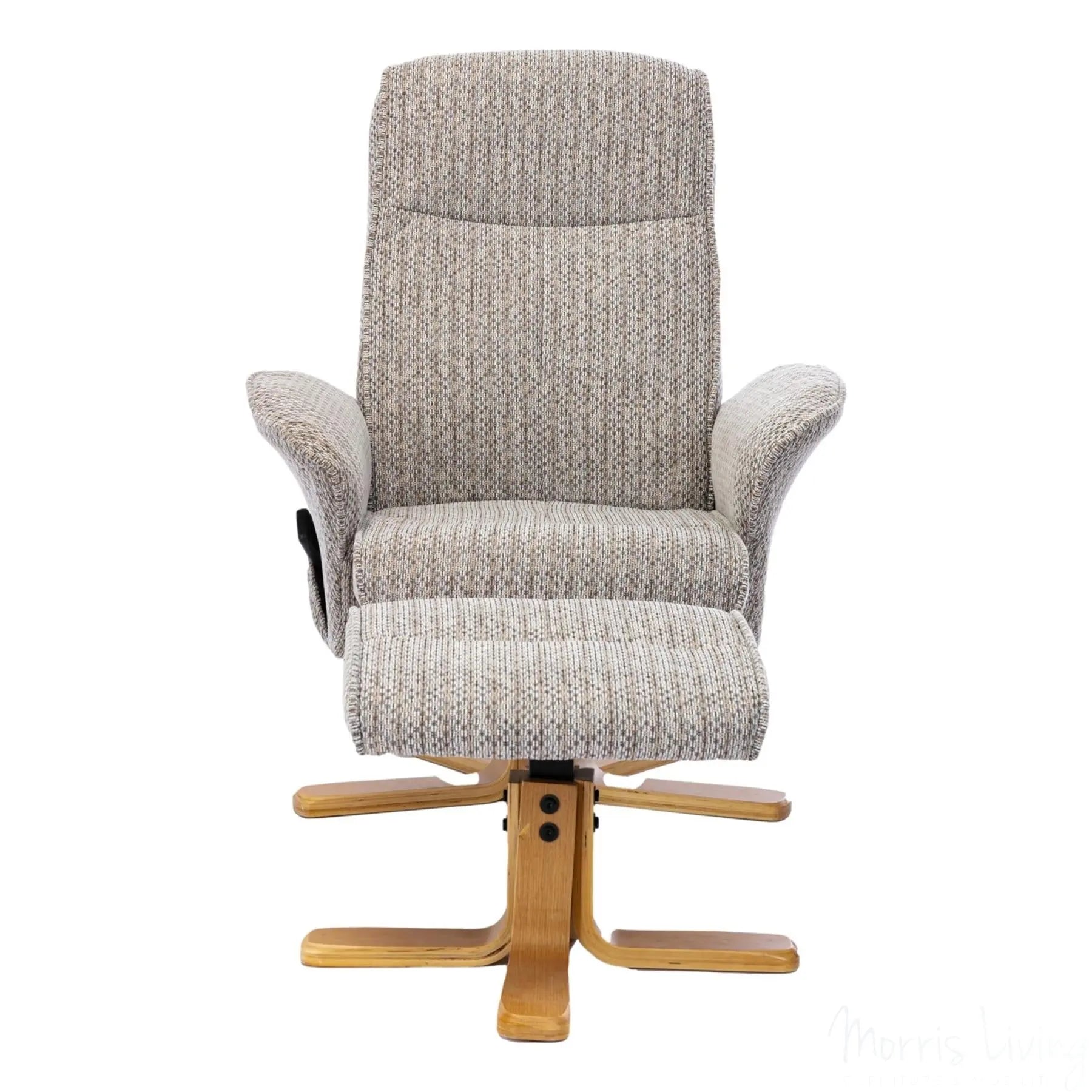 The Alexandria Swivel Recliner Chair & Footstool - Heat & Massage - Wheat Fabric Morris Living