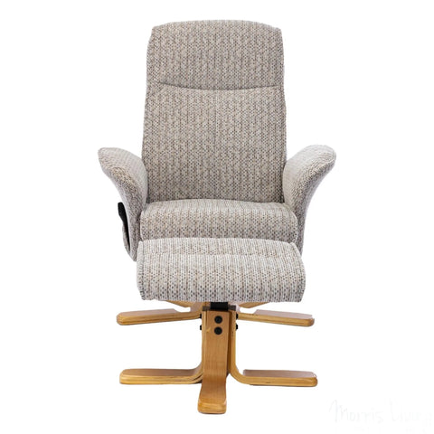 The Alexandria Swivel Recliner Chair & Footstool - Heat & Massage - Wheat Fabric Morris Living - image 5
