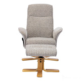 The Alexandria Swivel Recliner Chair & Footstool - Heat & Massage - Wheat Fabric Morris Living