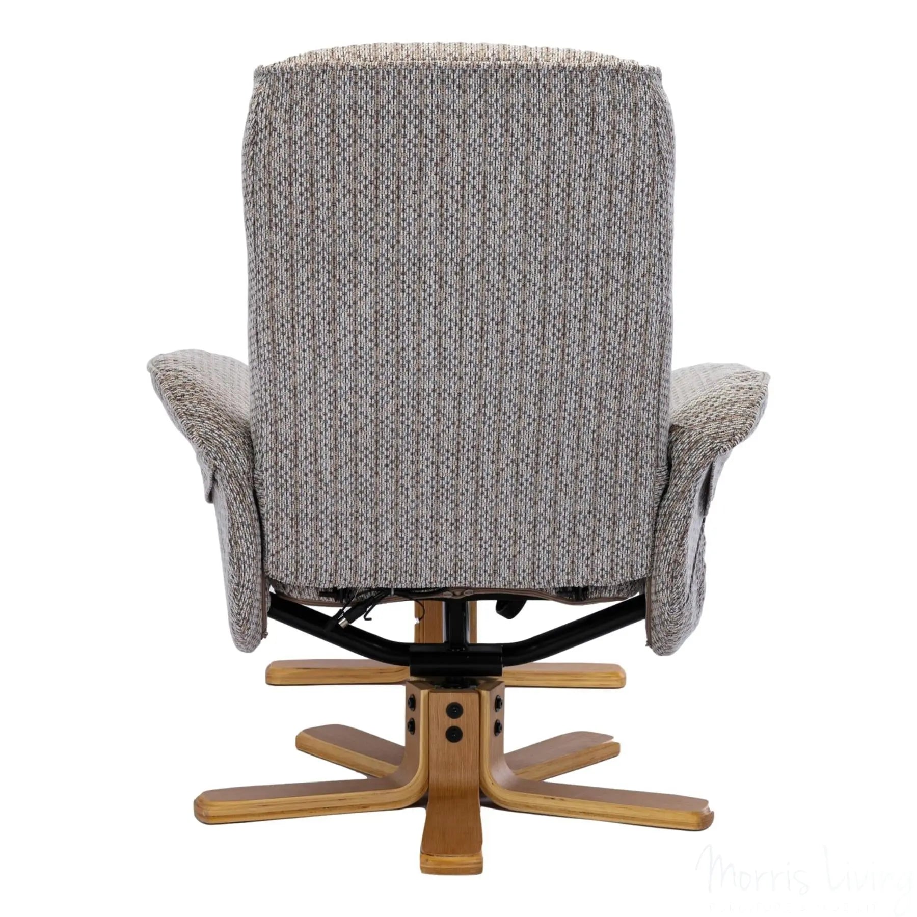 The Alexandria Swivel Recliner Chair & Footstool - Heat & Massage - Wheat Fabric Morris Living