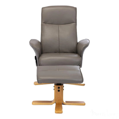 The Alexandria Swivel Recliner Chair with Heat & Massage - Grey Faux Leather Morris Living