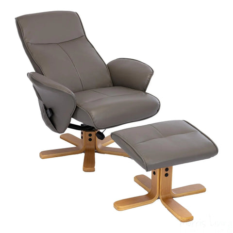 The Alexandria Swivel Recliner Chair with Heat & Massage - Grey Faux Leather Morris Living - image 5