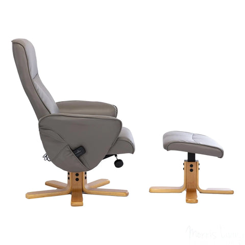 The Alexandria Swivel Recliner Chair with Heat & Massage - Grey Faux Leather Morris Living - image 7