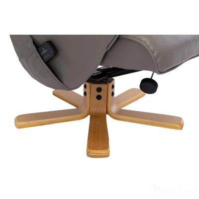 The Alexandria Swivel Recliner Chair with Heat & Massage - Grey Faux Leather Morris Living