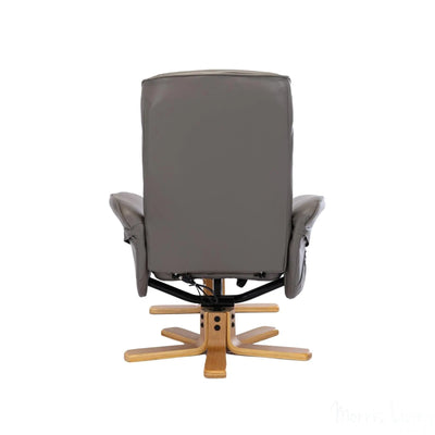 The Alexandria Swivel Recliner Chair with Heat & Massage - Grey Faux Leather Morris Living