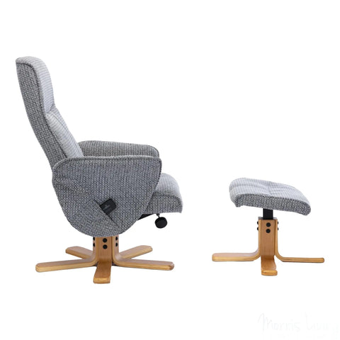 The Alexandria Swivel Recliner Chair with Heat & Massage - Lake Blue Fabric Morris Living - image 2