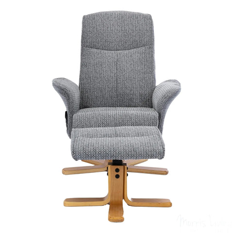 The Alexandria Swivel Recliner Chair with Heat & Massage - Lake Blue Fabric Morris Living - image 3