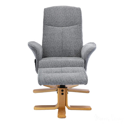 The Alexandria Swivel Recliner Chair with Heat & Massage - Lake Blue Fabric Morris Living