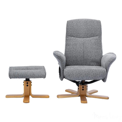 The Alexandria Swivel Recliner Chair with Heat & Massage - Lake Blue Fabric Morris Living