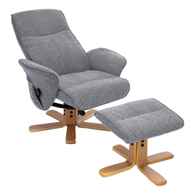 The Alexandria Swivel Recliner Chair with Heat & Massage - Lake Blue Fabric Morris Living