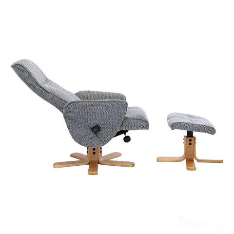 The Alexandria Swivel Recliner Chair with Heat & Massage - Lake Blue Fabric Morris Living - image 7