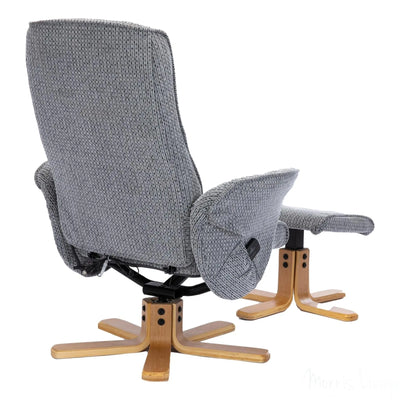 The Alexandria Swivel Recliner Chair with Heat & Massage - Lake Blue Fabric Morris Living