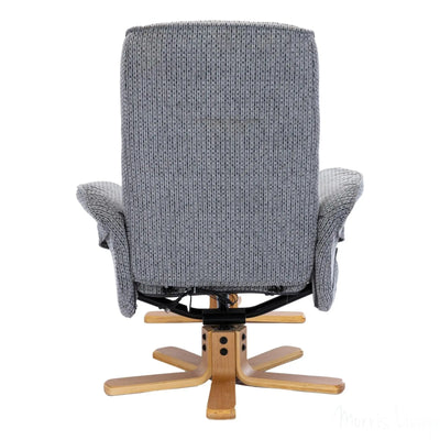 The Alexandria Swivel Recliner Chair with Heat & Massage - Lake Blue Fabric Morris Living