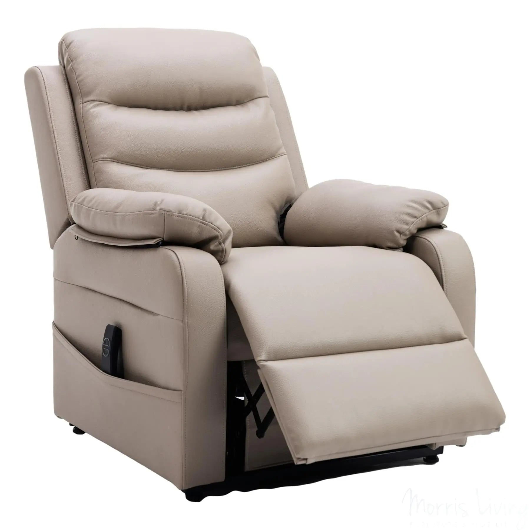 The Bamford - Single Motor Riser Recliner Chair in Pebble Plush Faux Leather Morris Living
