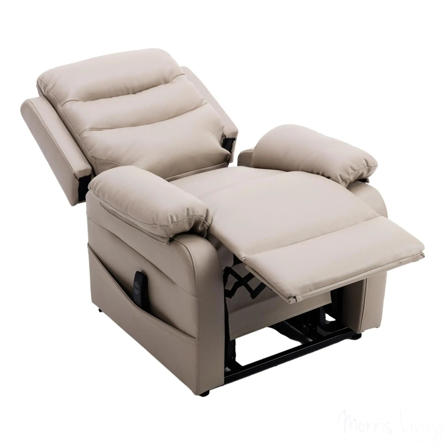 The Bamford - Single Motor Riser Recliner Chair in Pebble Plush Faux Leather Morris Living