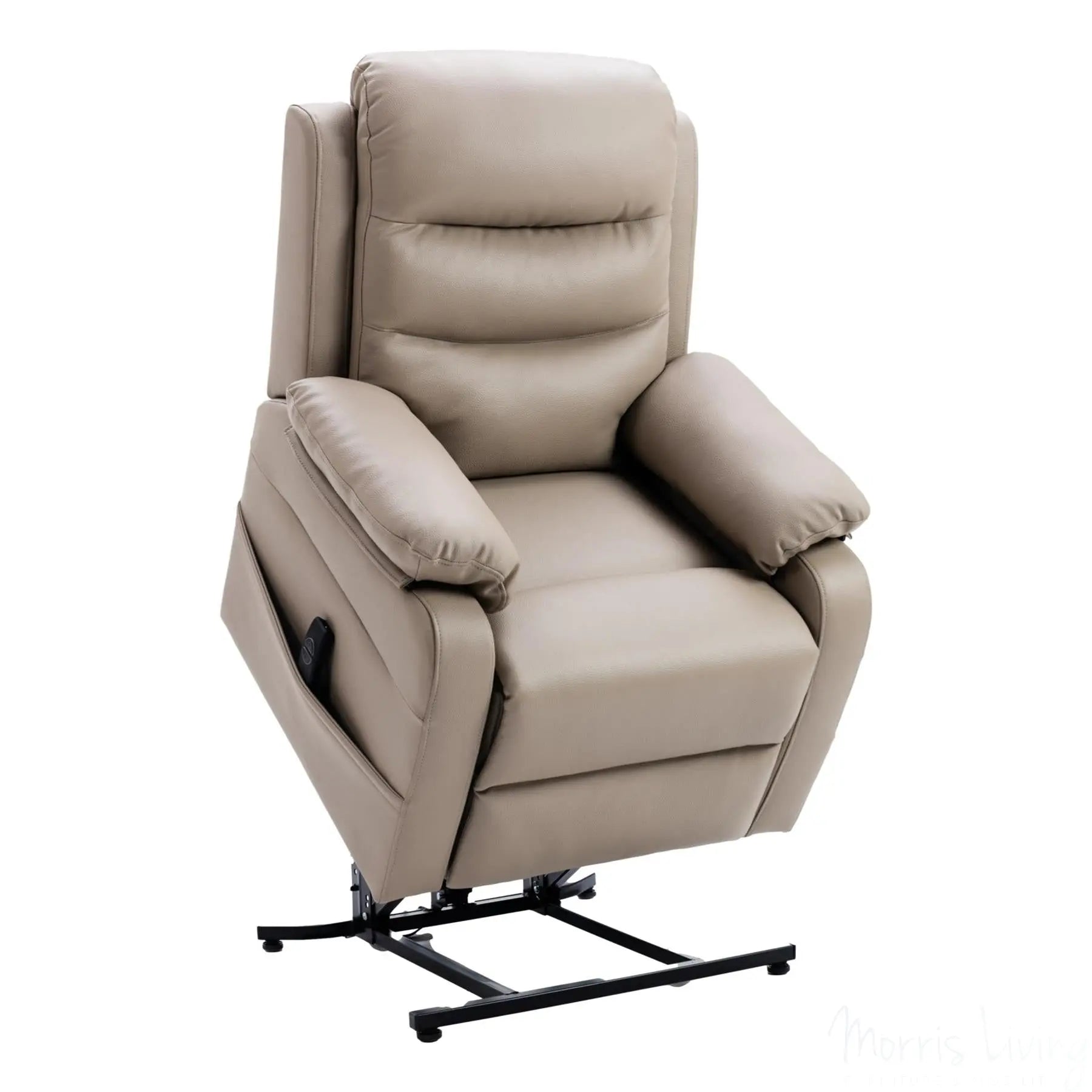The Bamford - Single Motor Riser Recliner Chair in Pebble Plush Faux Leather Morris Living