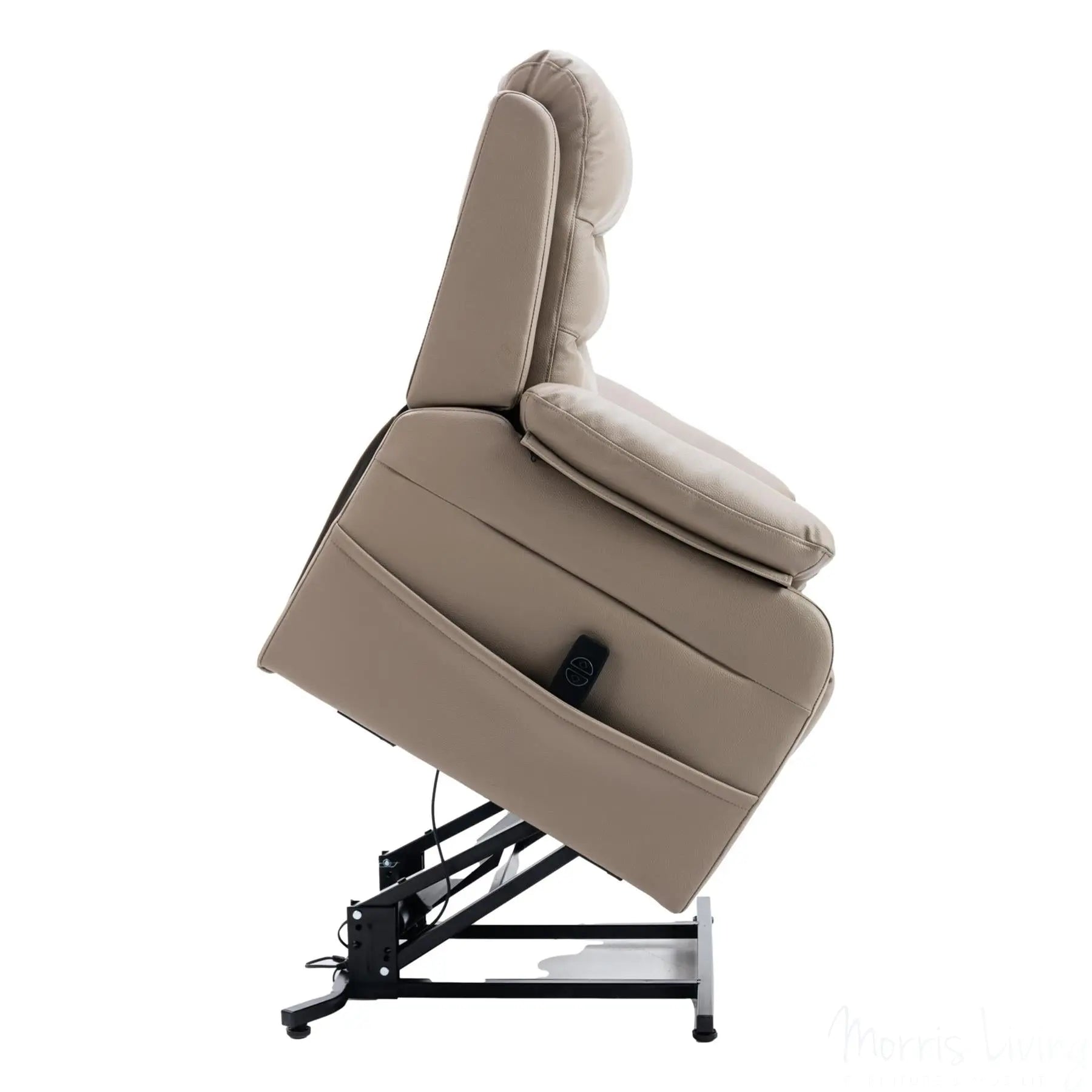 The Bamford - Single Motor Riser Recliner Chair in Pebble Plush Faux Leather Morris Living