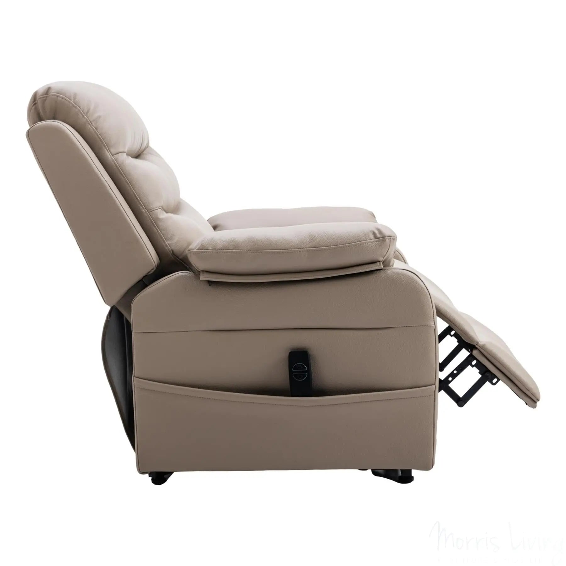 The Bamford - Single Motor Riser Recliner Chair in Pebble Plush Faux Leather Morris Living