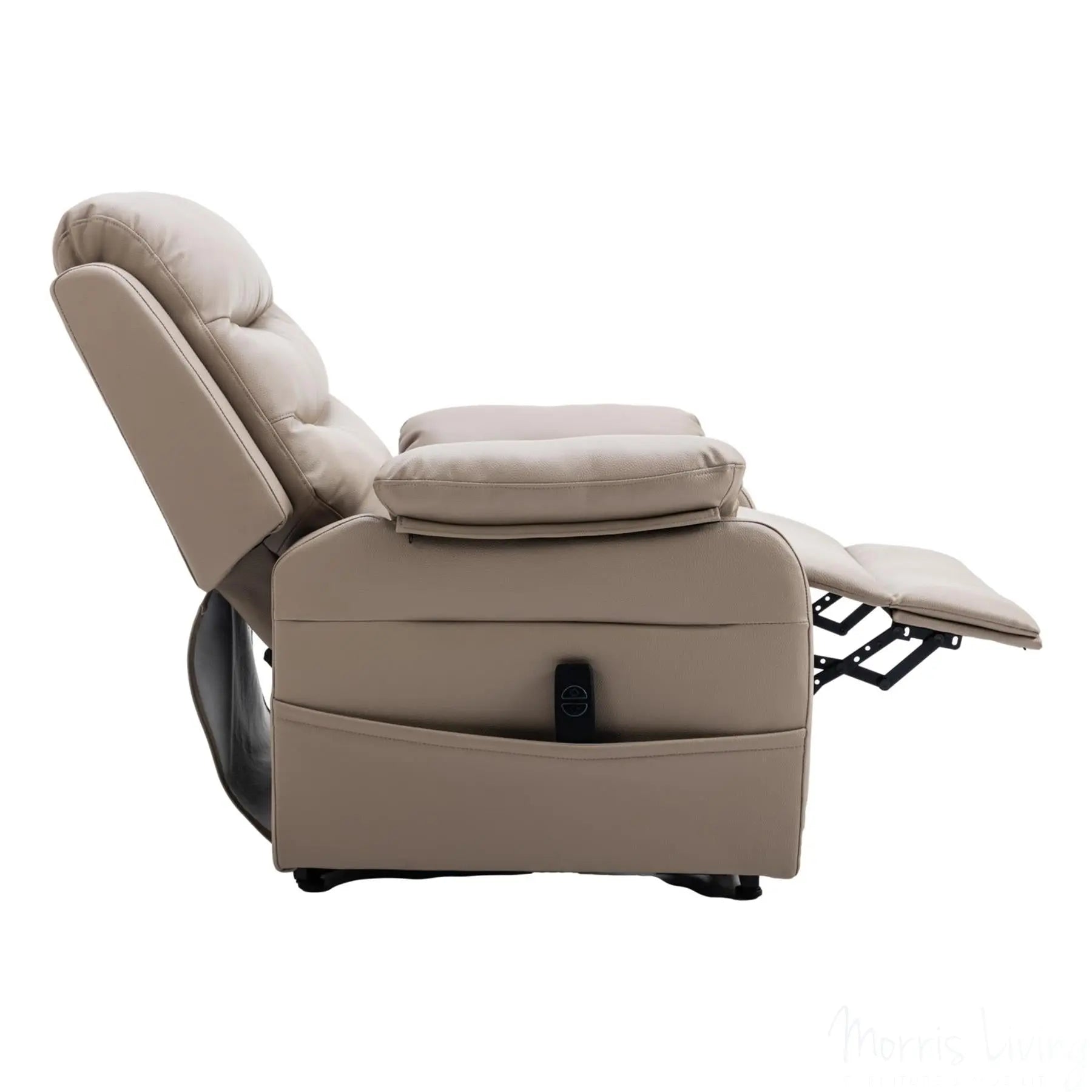 The Bamford - Single Motor Riser Recliner Chair in Pebble Plush Faux Leather Morris Living