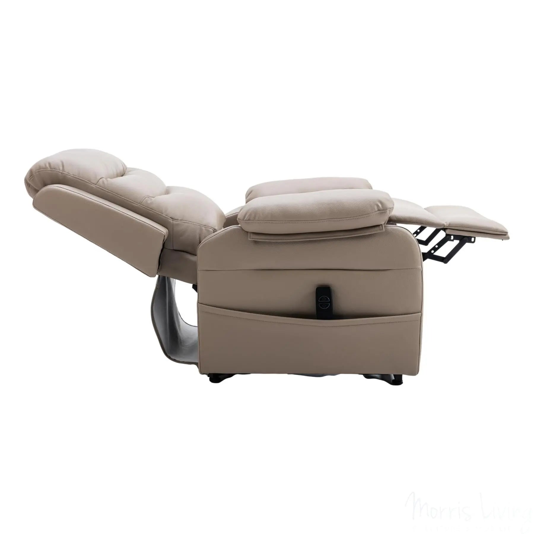 The Bamford - Single Motor Riser Recliner Chair in Pebble Plush Faux Leather Morris Living