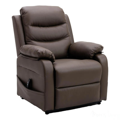 The Bamford - Single Motor Riser Recliner Chair in Truffle Plush Faux Leather Morris Living