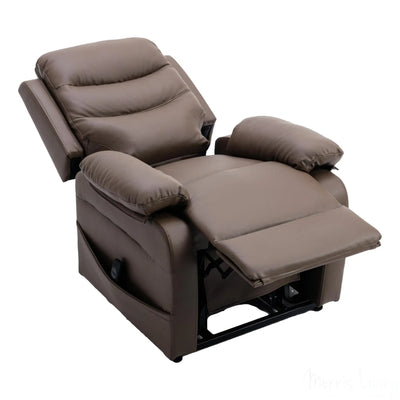 The Bamford - Single Motor Riser Recliner Chair in Truffle Plush Faux Leather Morris Living