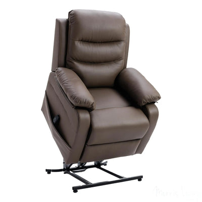 The Bamford - Single Motor Riser Recliner Chair in Truffle Plush Faux Leather Morris Living