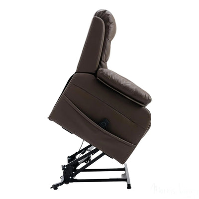 The Bamford - Single Motor Riser Recliner Chair in Truffle Plush Faux Leather Morris Living