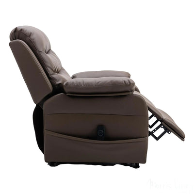 The Bamford - Single Motor Riser Recliner Chair in Truffle Plush Faux Leather Morris Living