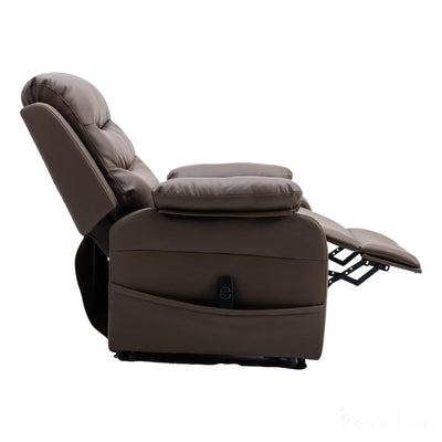 The Bamford - Single Motor Riser Recliner Chair in Truffle Plush Faux Leather Morris Living