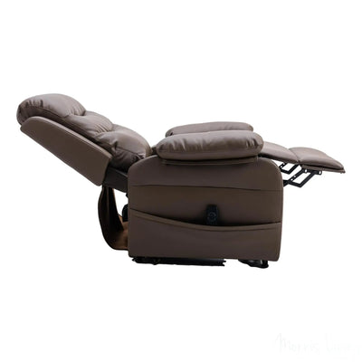 The Bamford - Single Motor Riser Recliner Chair in Truffle Plush Faux Leather Morris Living