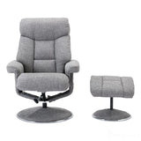 The Biarritz - Swivel Recliner Chair & Footstool in Lisbon Rock Fabric - Refurbished Morris Living